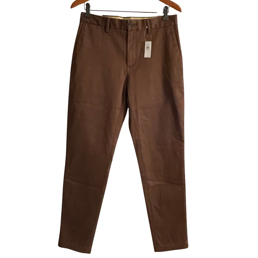 Banana Republic Chino Pants Mens 30x32 Brown NWT Tapered Rapid Movement Trouser